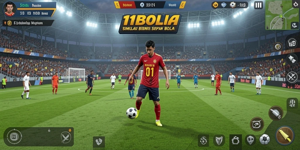 Tampilan gameplay <strong>11BOLA</strong> yang menarik dengan manajemen tim yang mendalam.