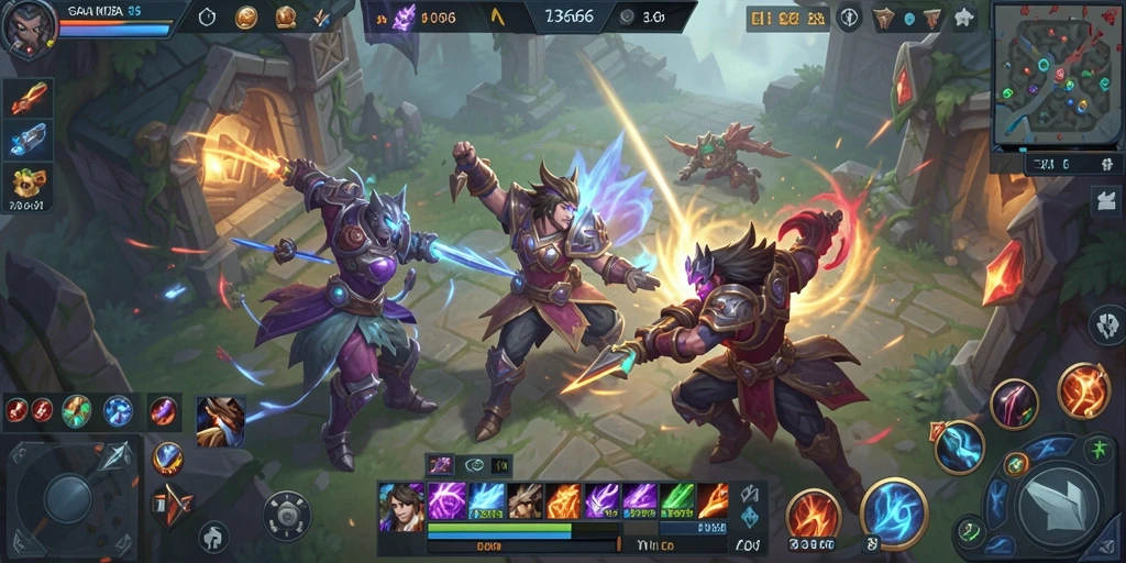 Screenshot gameplay 333666 menampilkan aksi seru dalam pertempuran MOBA.