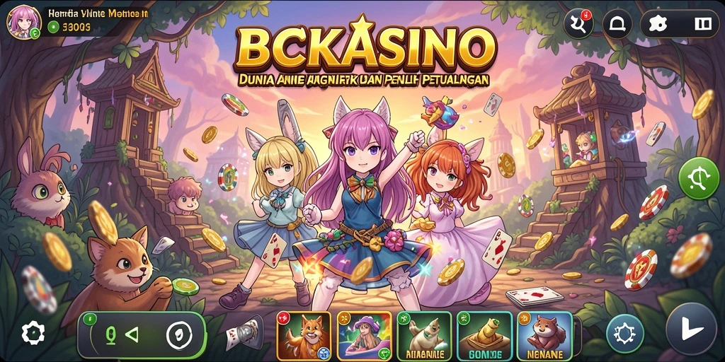Tampilan gameplay BCKASINO dengan karakter-karakter Anime yang unik.