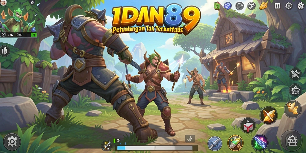 Screenshot gameplay IDN89 menampilkan aksi RPG yang intens dan karakter pahlawan.