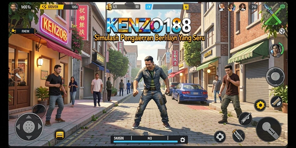 Screenshot gameplay KENZO188 menampilkan interaksi karakter dalam simulasi.