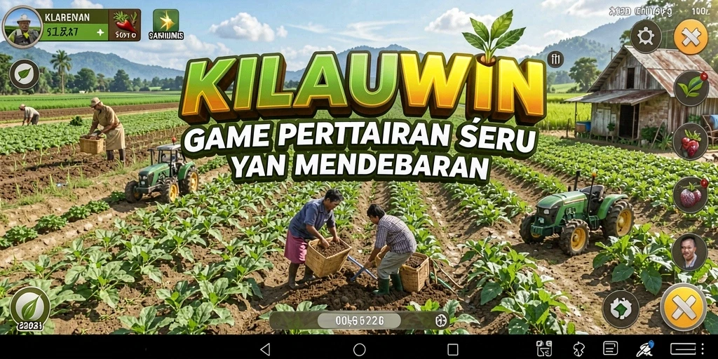 Screenshot gameplay KILAUWIN dengan aktivitas pertanian yang seru.