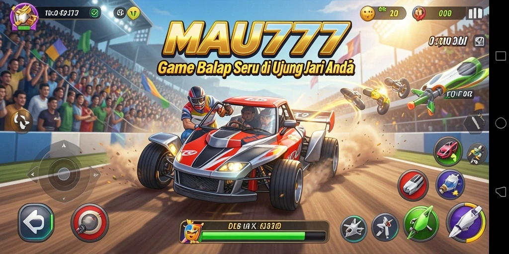 Tampilan menakjubkan dari gameplay balap di MAU777.