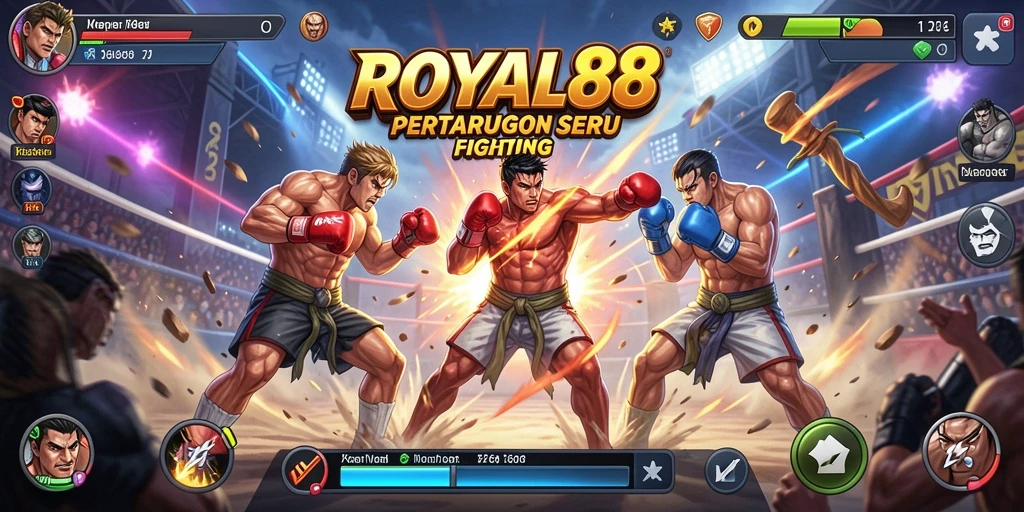 Gameplay seru ROYAL88 dengan pertarungan mendebarkan antar karakter.