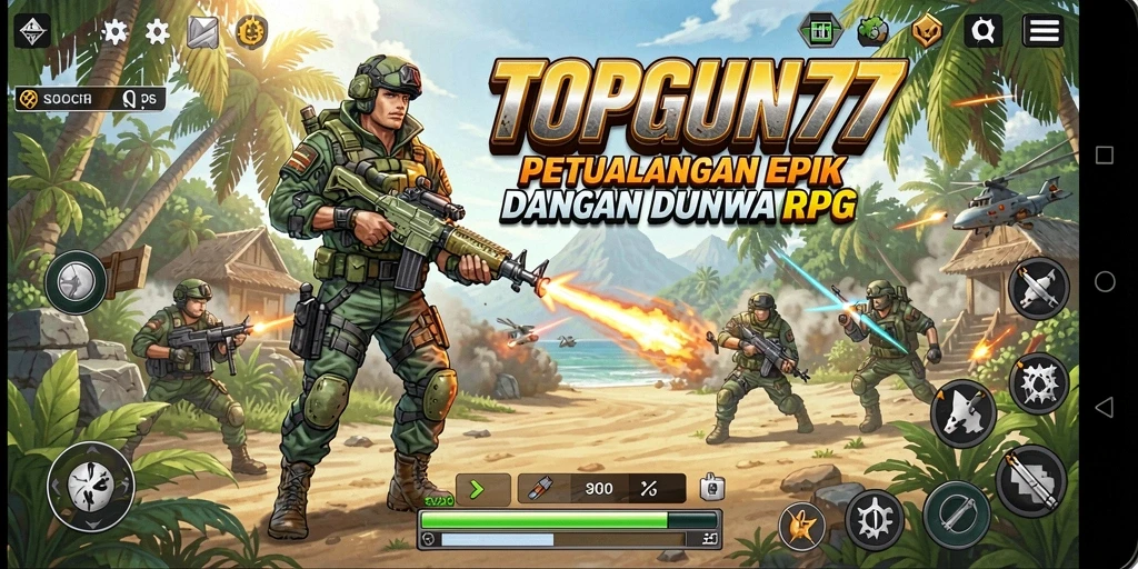 Tampilan gameplay mendalam dari <strong>TOPGUN77</strong> dengan karakter dan lingkungan yang menarik.